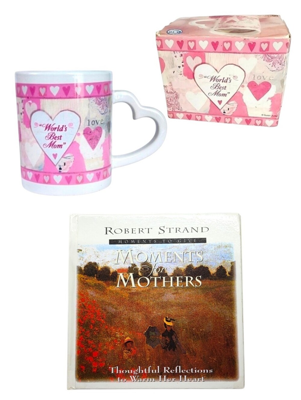 2pc "World's Best Mom" Heart Handle Mug In Gift Box & Book